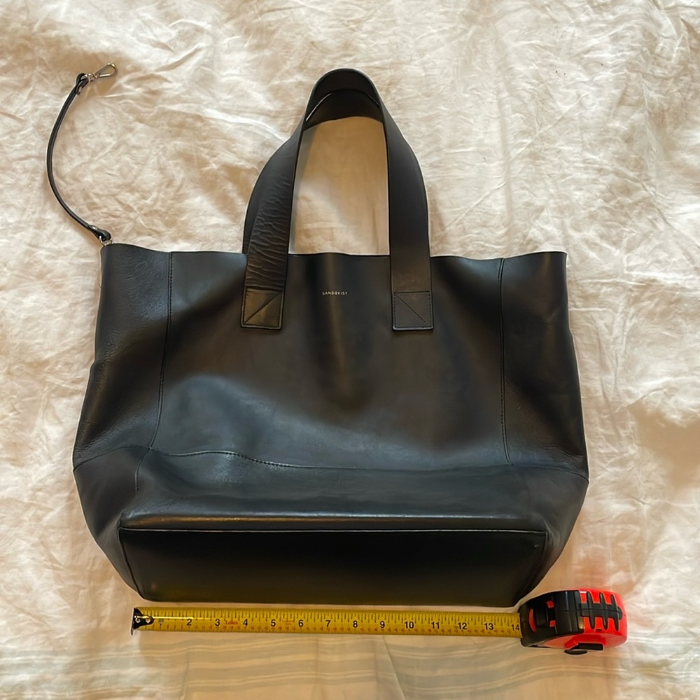 Sandqvist Black Leather Tote Bag